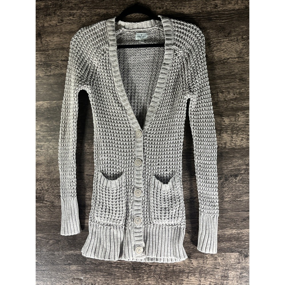 American Eagle AEO Taupe Fisherman Knit Long‎ Sleeve Cardigan Wmn's Sz SP